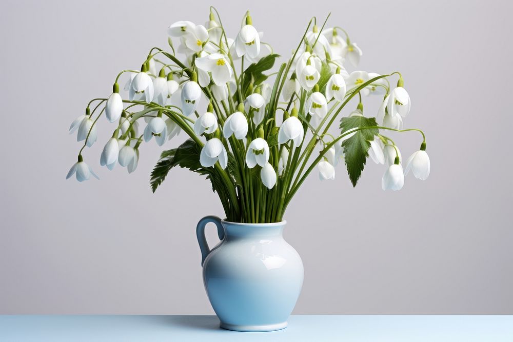 Flower vase snowdrop plant. AI generated Image by rawpixel.