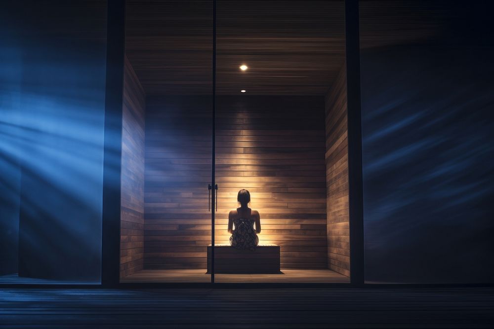 Lighting sauna spirituality cross-legged. AI generated Image by rawpixel.