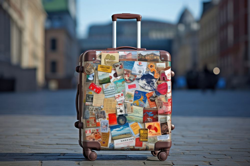 Suitcase luggage travel architecture. AI generated Image by rawpixel.