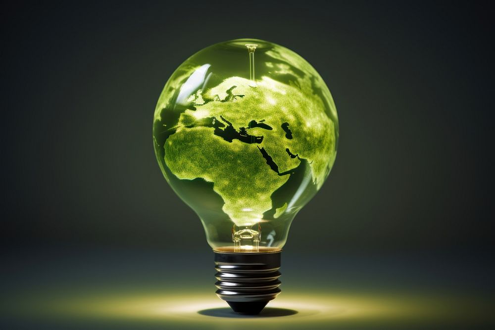 Light green lightbulb electricity. AI generated Image by rawpixel.
