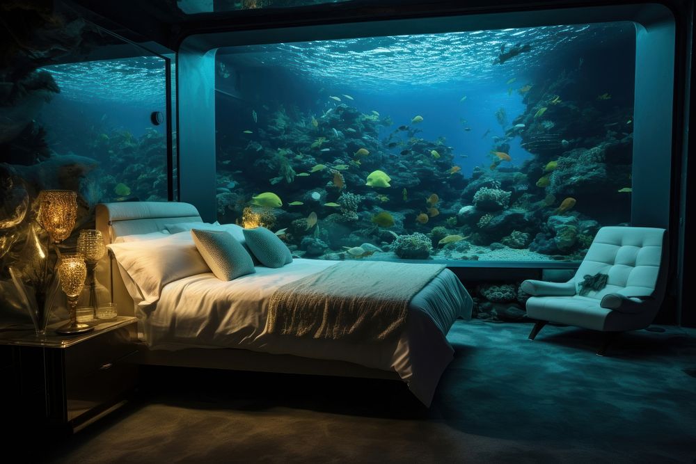 Underwater furniture aquarium nature. AI generated Image by rawpixel.