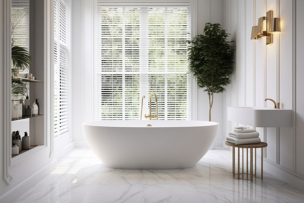 Bathroom bathtub window luxury. AI generated Image by rawpixel.