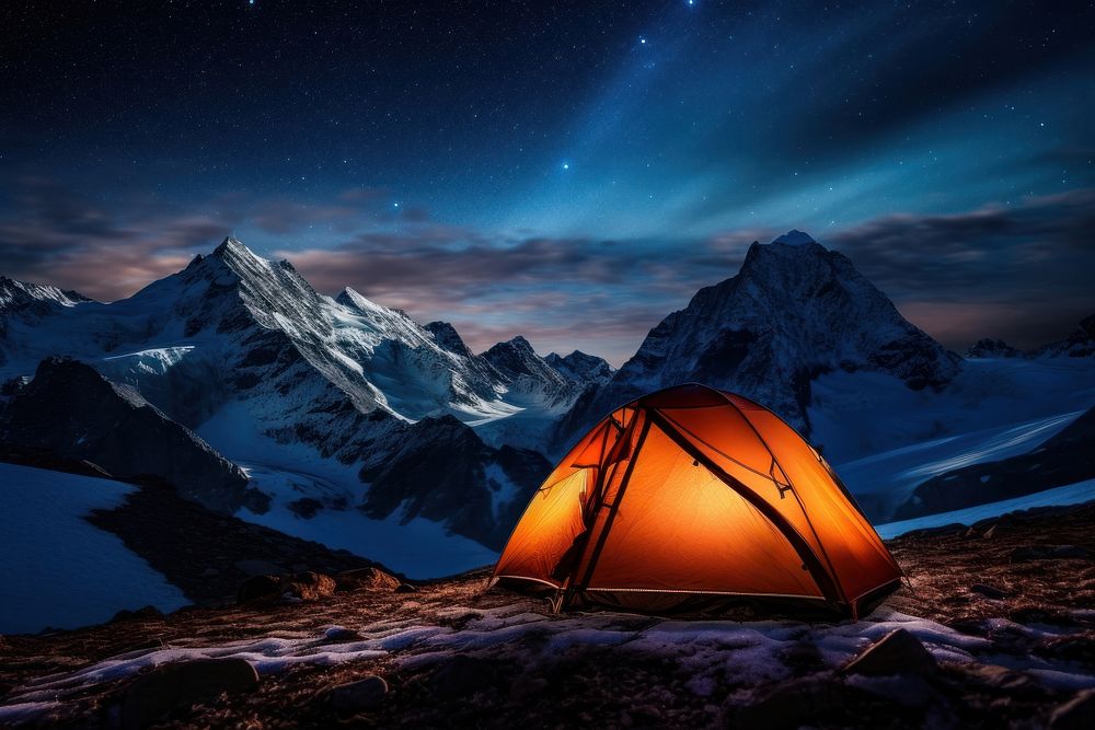 Camping tent mountain outdoors. 