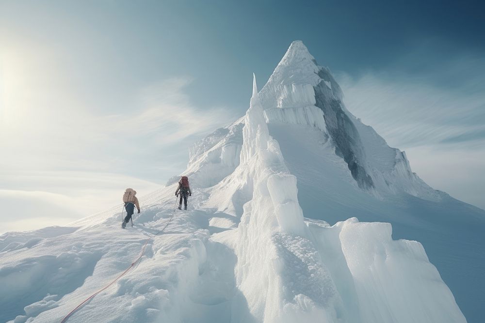 Mountain snow ice climbing. AI generated Image by rawpixel.