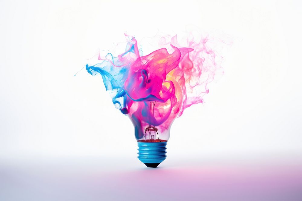 Light lightbulb pink blue. AI generated Image by rawpixel.
