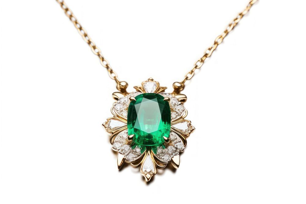 Necklace gemstone emerald jewelry. 