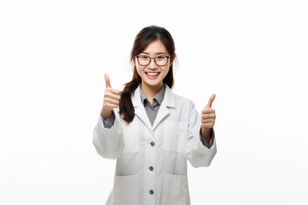 Scientist glasses finger smile. AI generated Image by rawpixel.