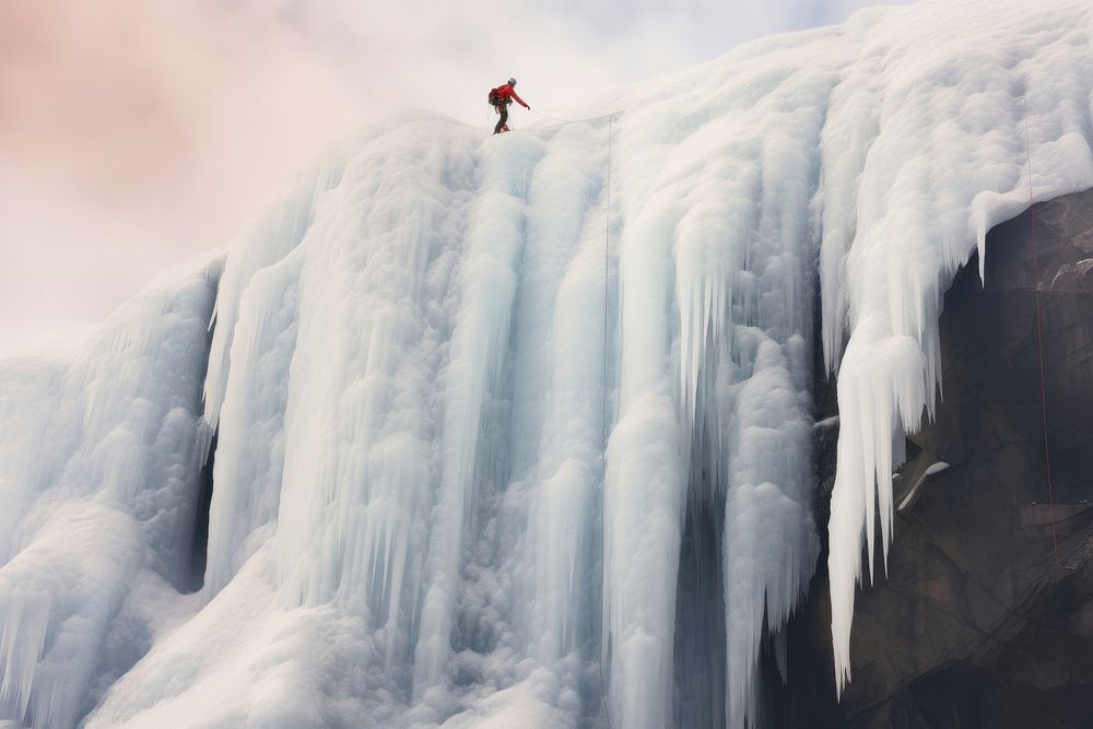 Climbing ice recreation waterfall. AI generated Image by rawpixel.