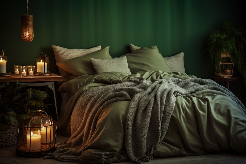 Blanket bedroom candle furniture. AI generated Image by rawpixel.
