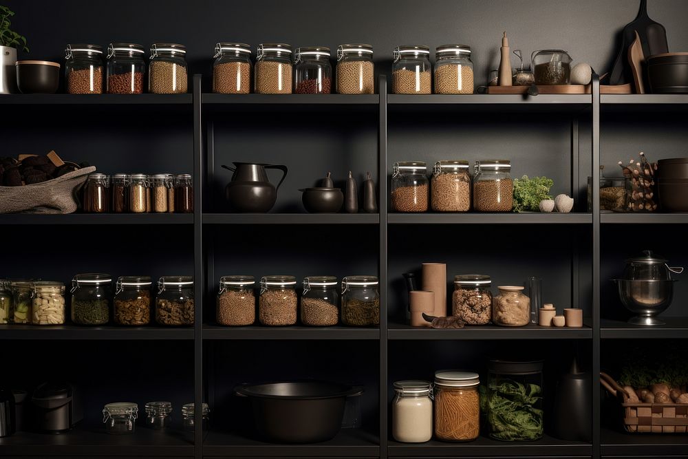 Pantry kitchen shelf arrangement. AI generated Image by rawpixel.