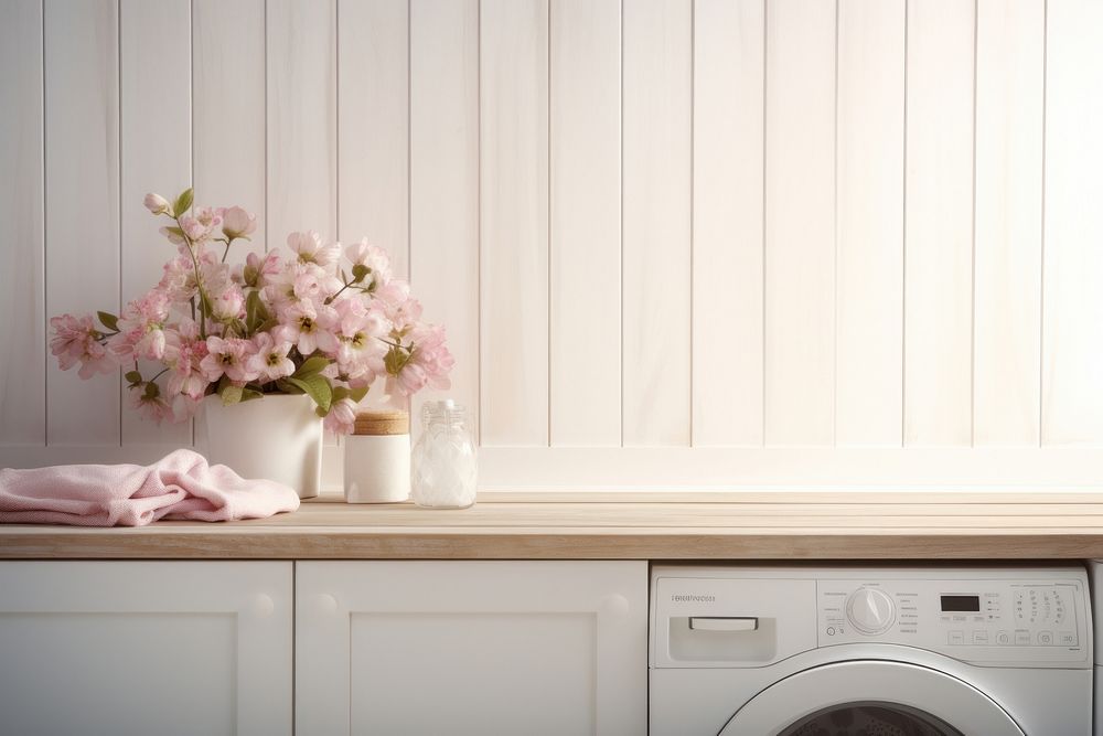 Laundry flower appliance dryer. AI generated Image by rawpixel.