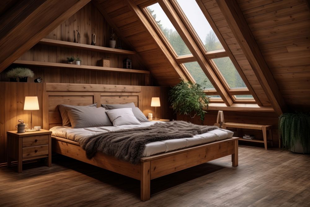 Furniture wood bed architecture. AI generated Image by rawpixel.