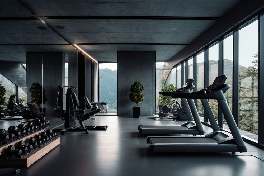 Treadmill fitness sports room. AI generated Image by rawpixel.