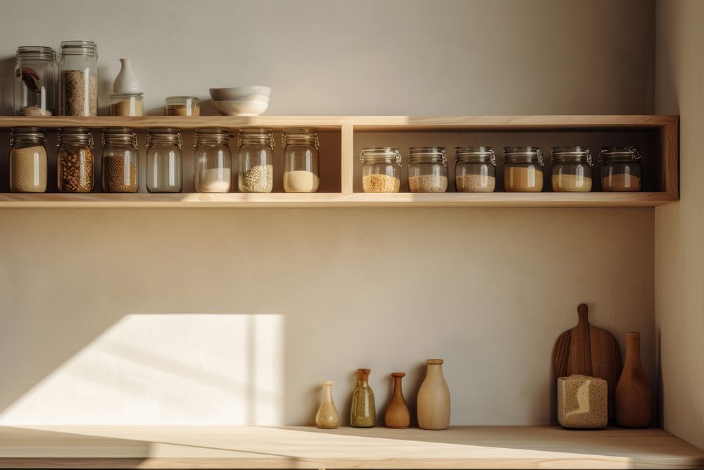 Pantry furniture shelf jar. 