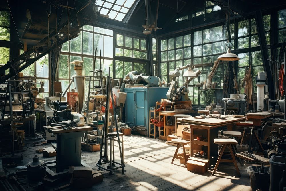 Architecture building workshop factory. AI generated Image by rawpixel.