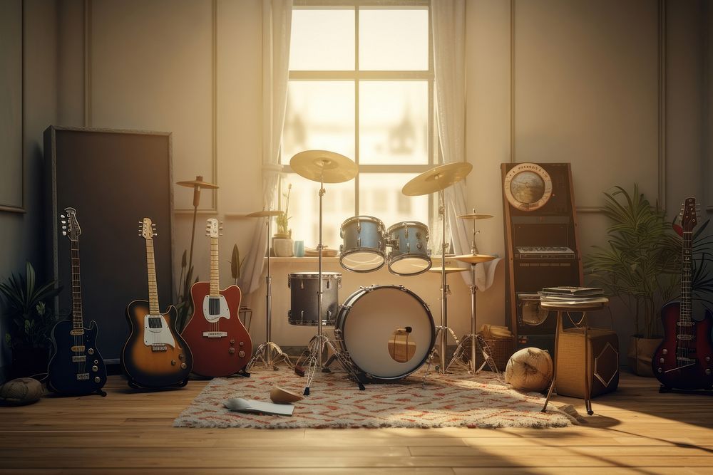 Percussion guitar drums music. AI generated Image by rawpixel.