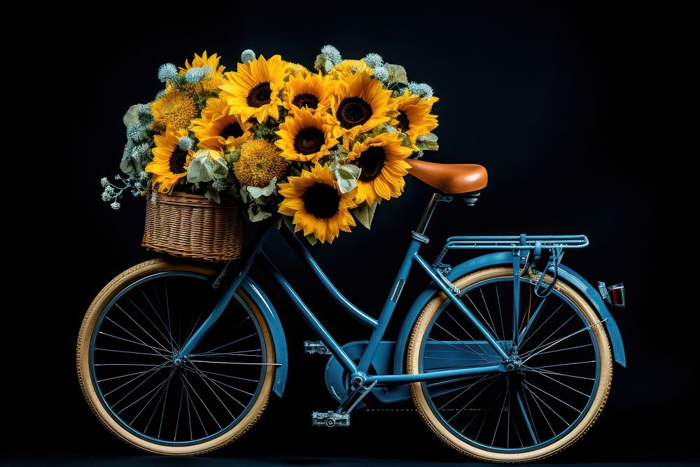 Sunflower bicycle vehicle wheel. AI generated Image by rawpixel.
