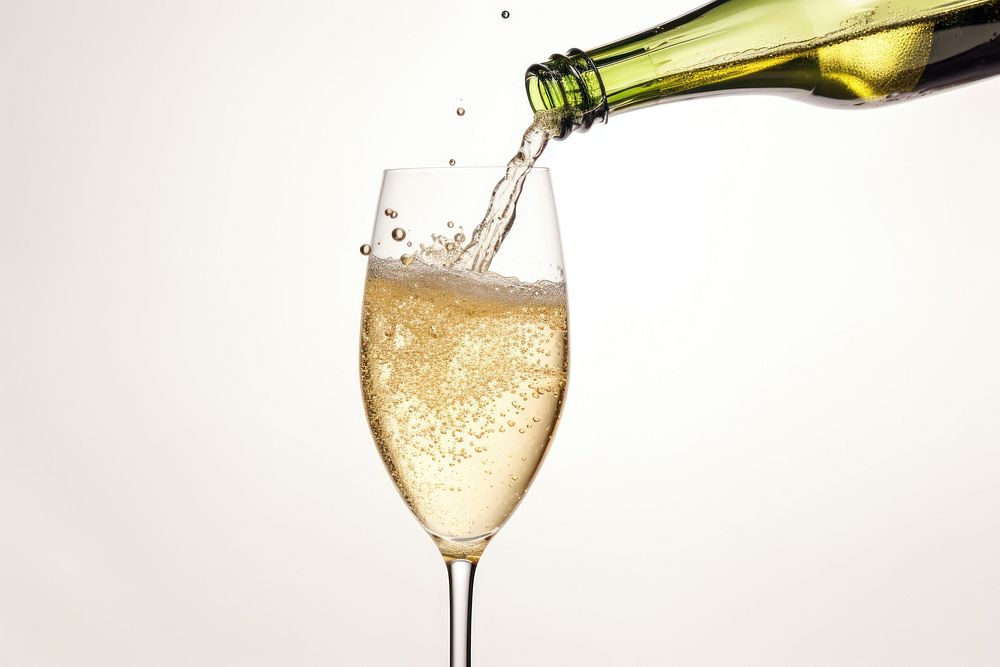 Glass champagne pouring bottle. AI generated Image by rawpixel.