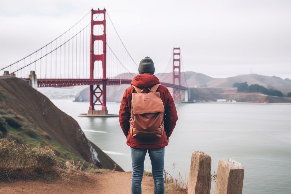 Bridge backpack travel adult. AI generated Image by rawpixel.
