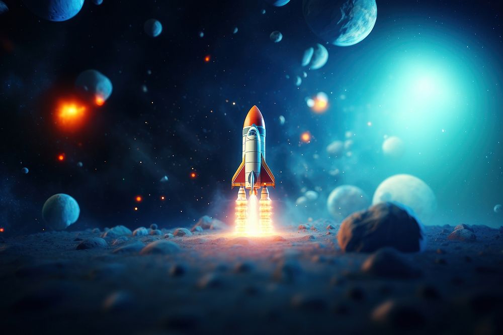 Rocket space astronomy universe. AI generated Image by rawpixel.