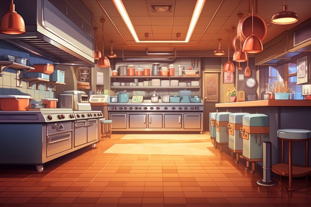 Restaurant kitchen art architecture. AI generated Image by rawpixel.