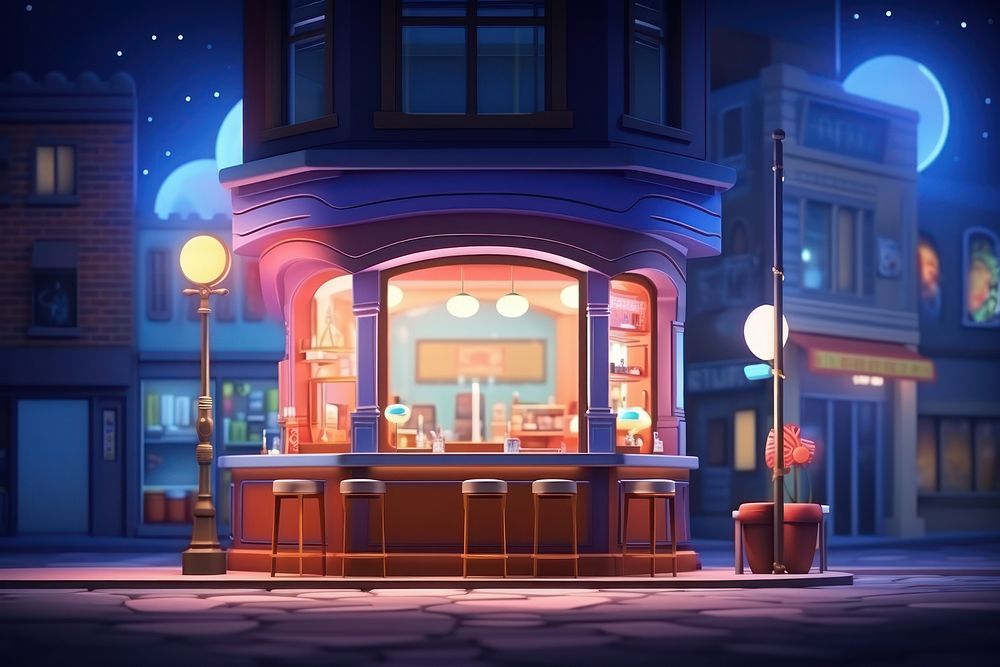 Bar restaurant lighting cartoon. AI generated Image by rawpixel.