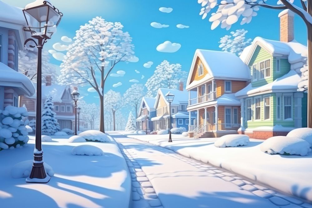 Outdoors winter snow city. AI generated Image by rawpixel.