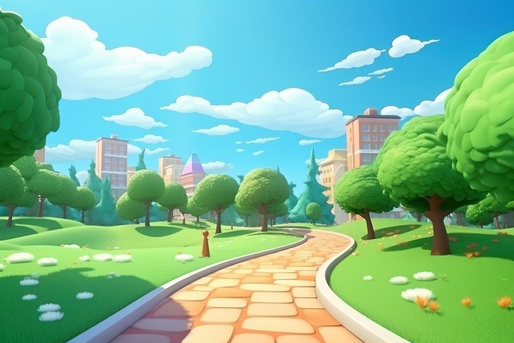 City landscape outdoors cartoon. 