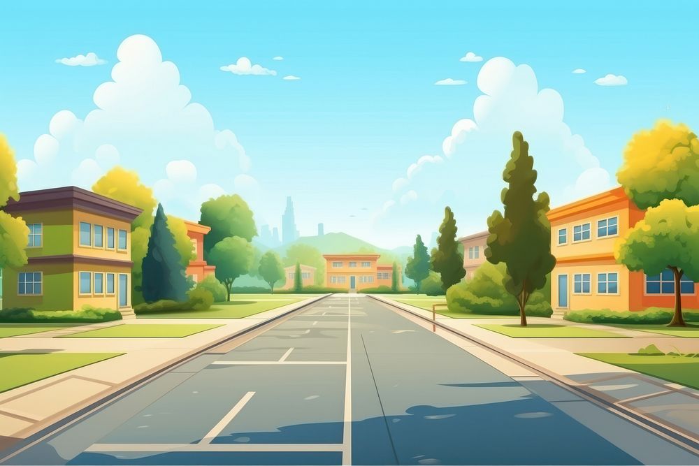 Road outdoors cartoon street. 