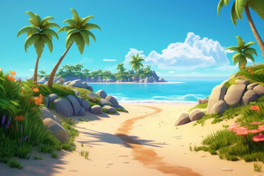 Summer beach landscape outdoors. AI generated Image by rawpixel.