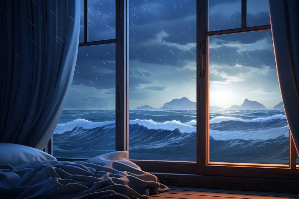 Window nature sky sea. AI generated Image by rawpixel.