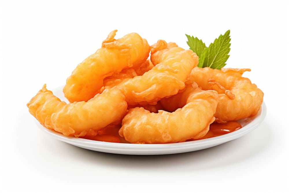 Shrimp tempura seafood white background invertebrate. AI generated Image by rawpixel.