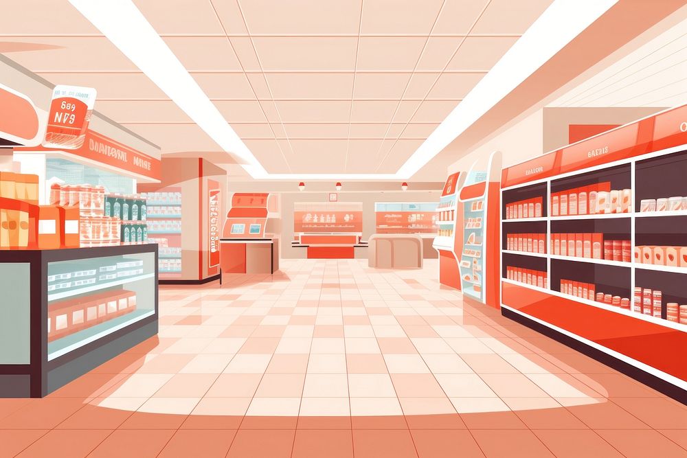 Supermarket architecture consumerism variation. AI generated Image by rawpixel.