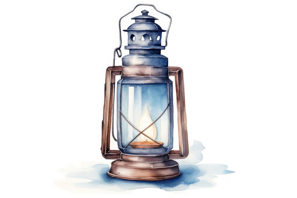 Lantern lamp white background illuminated. AI generated Image by rawpixel.