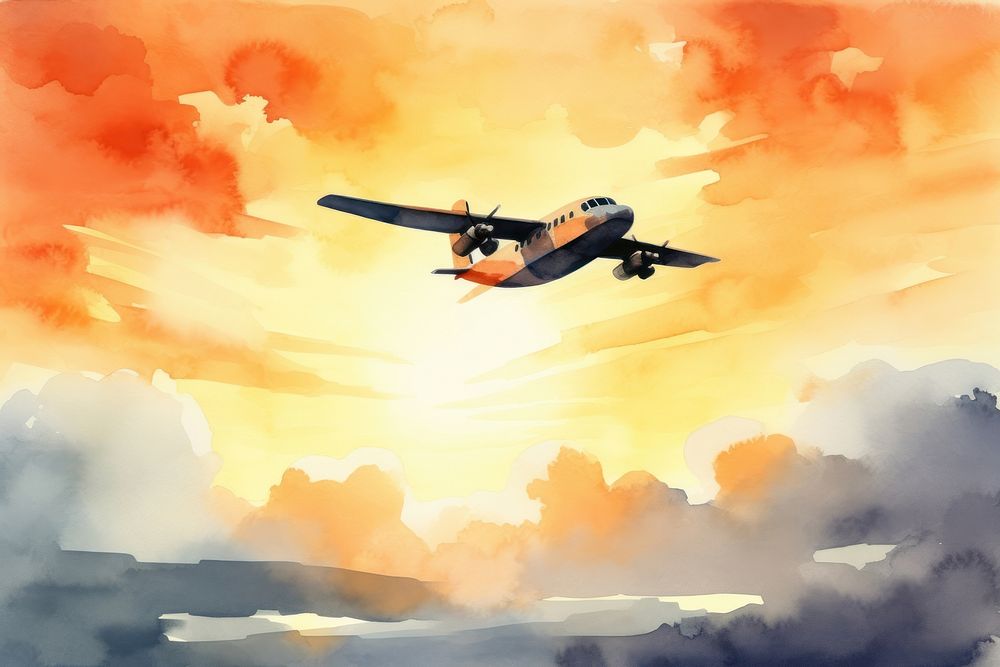 Airplane flying aircraft outdoors. AI generated Image by rawpixel.