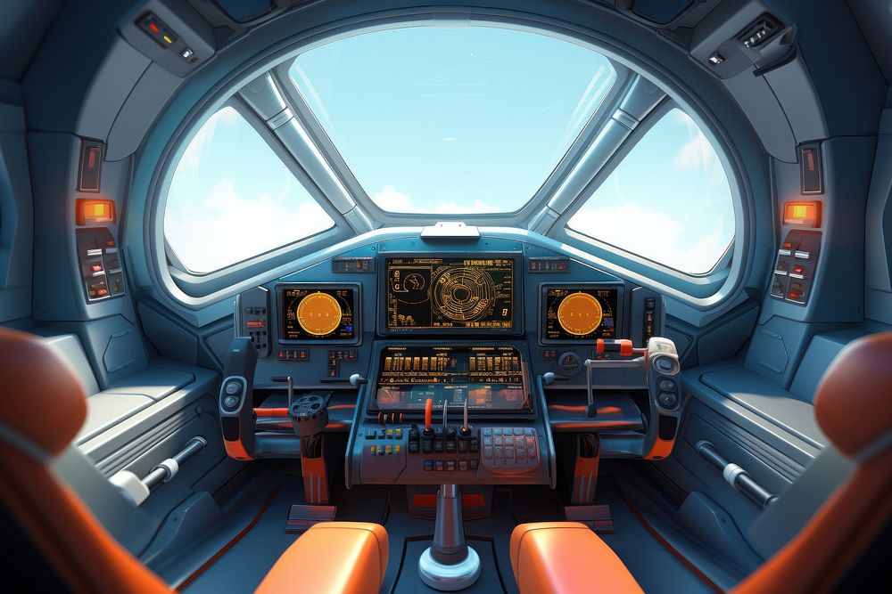 Cockpit airplane vehicle transportation. AI generated Image by rawpixel.