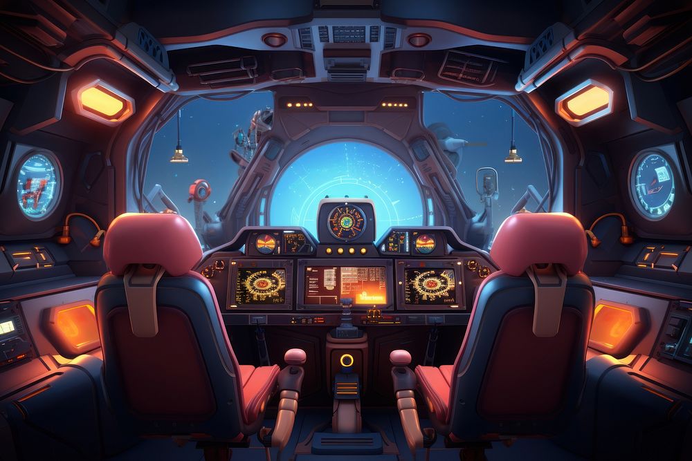 Cockpit airplane vehicle space. 