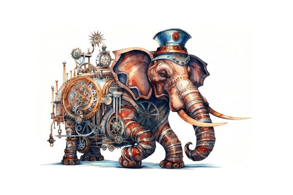 Elephant animal art white background. AI generated Image by rawpixel.