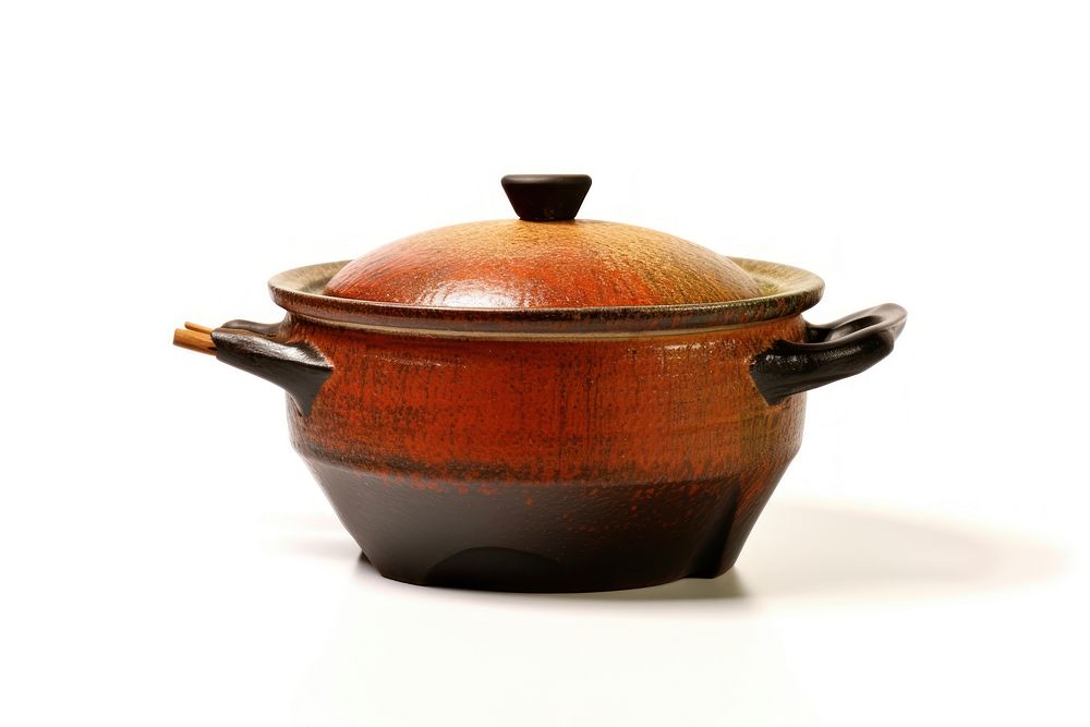 Sukiyaki pot pottery white background earthenware. AI generated Image by rawpixel.