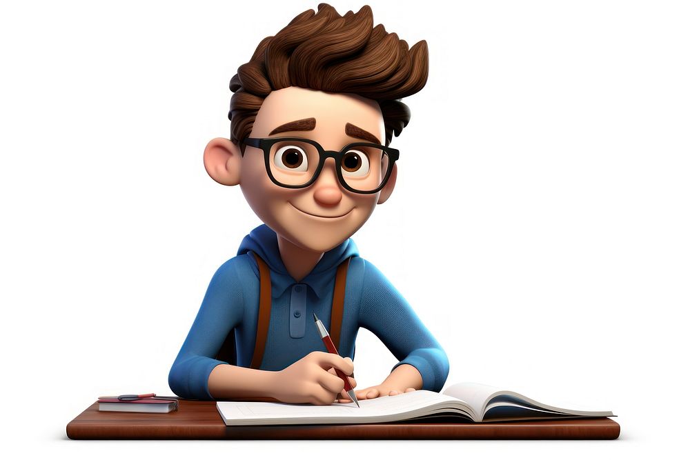 Portrait reading writing cartoon. AI generated Image by rawpixel.