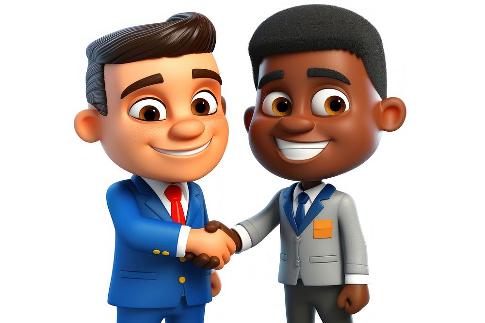 Cartoon togetherness technology handshake. AI generated Image by rawpixel.