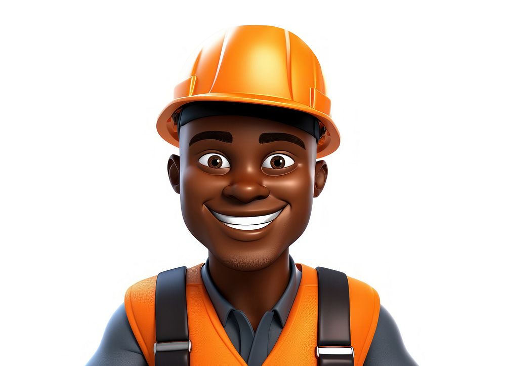 Portrait cartoon hardhat helmet. 