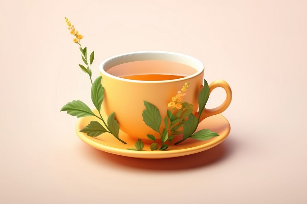 Herbs cup tea saucer. AI generated Image by rawpixel.