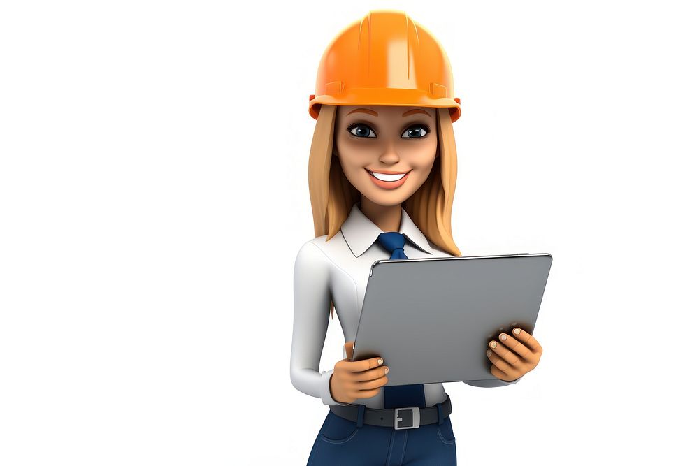Female engineer computer holding hardhat. AI generated Image by rawpixel.