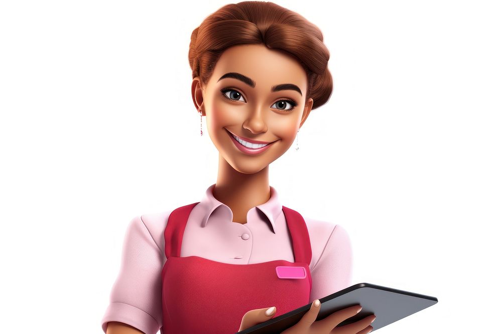 Female server smiling cartoon adult. AI generated Image by rawpixel.
