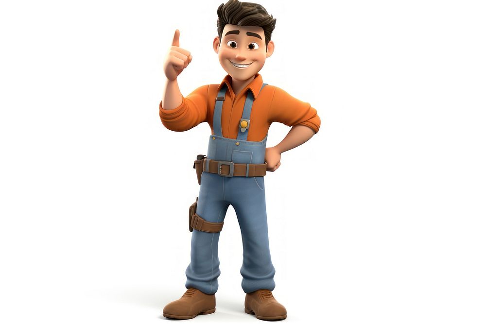 Handyman cartoon smiling white background. AI generated Image by rawpixel.