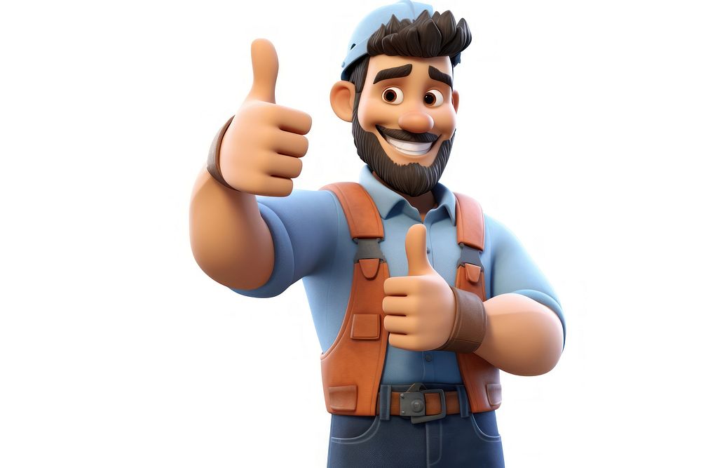 Handyman smiling cartoon white background. AI generated Image by rawpixel.