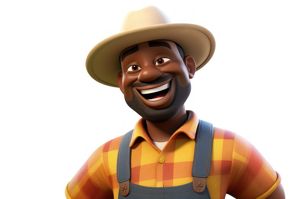 Happy black farmer portrait cartoon smile. AI generated Image by rawpixel.