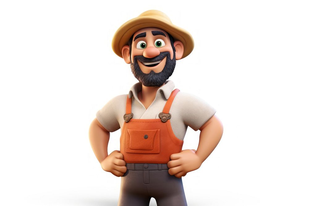 Happy farmer portrait cartoon white background. AI generated Image by rawpixel.