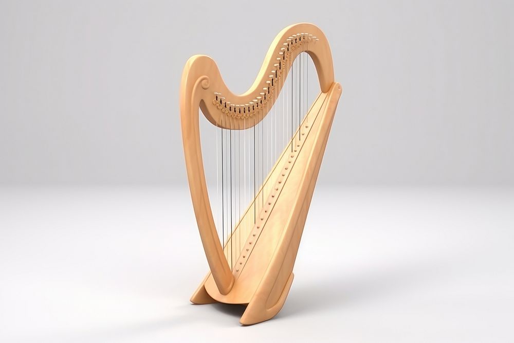 Harp white background furniture clàrsach. AI generated Image by rawpixel.